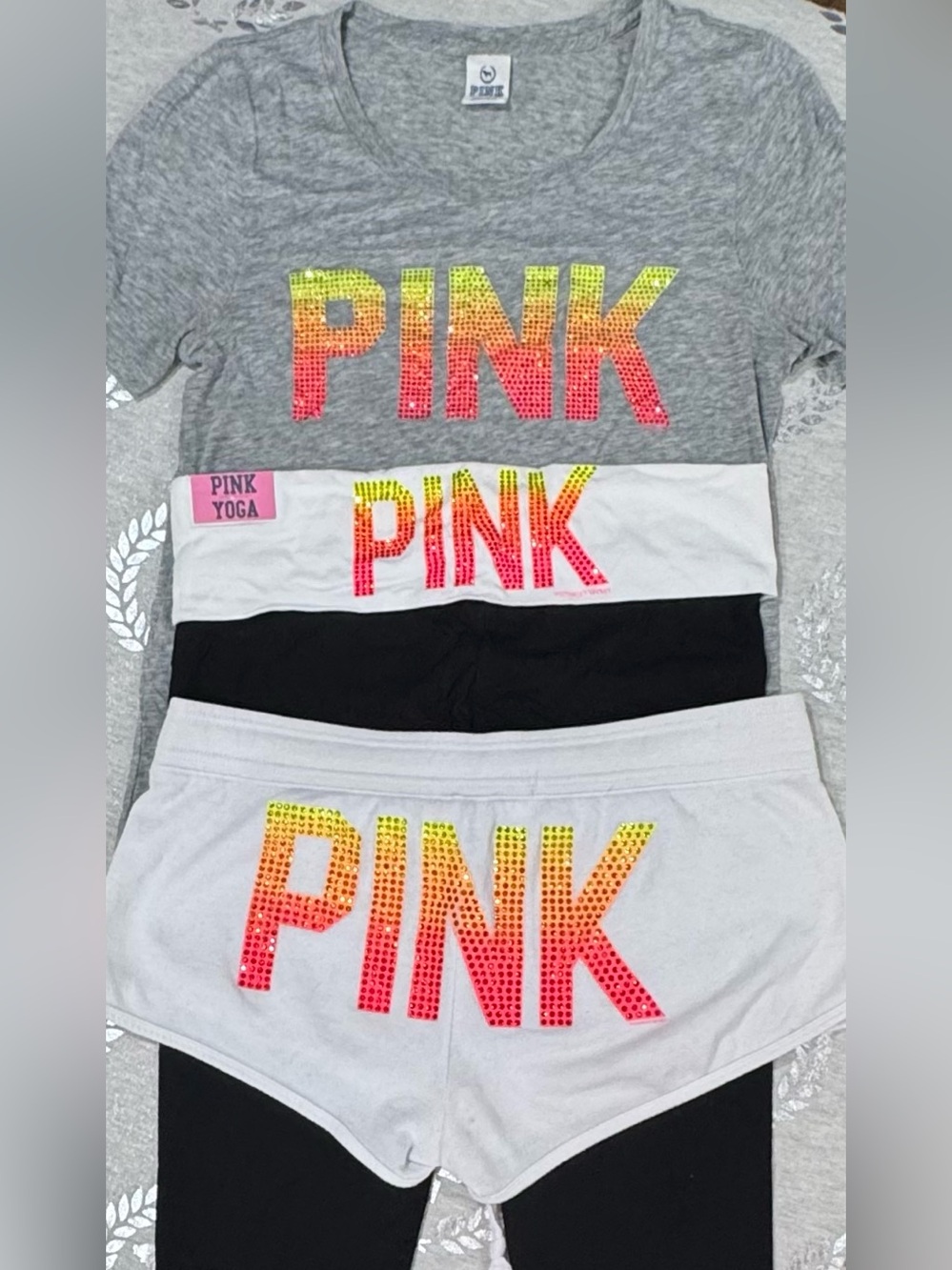 VS PINK VINTAGE OMBRE BLING SET LARGE